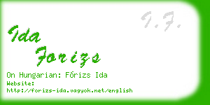 ida forizs business card